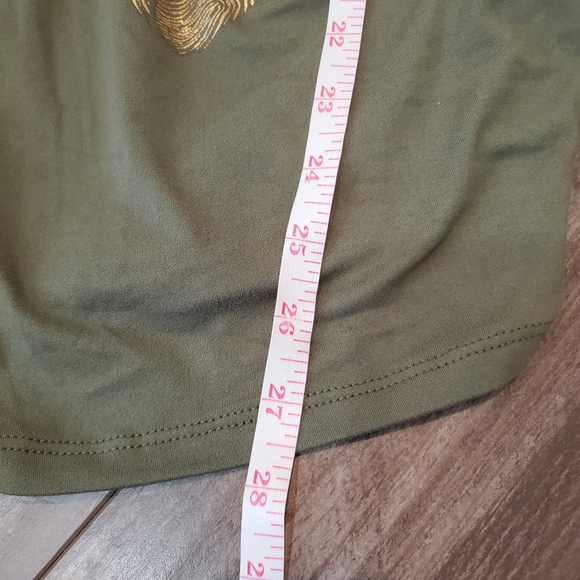 Love Wish Olive Green "Coming Soon" Gold Metallic Graphic Maternity Top Small - Picture 8 of 14